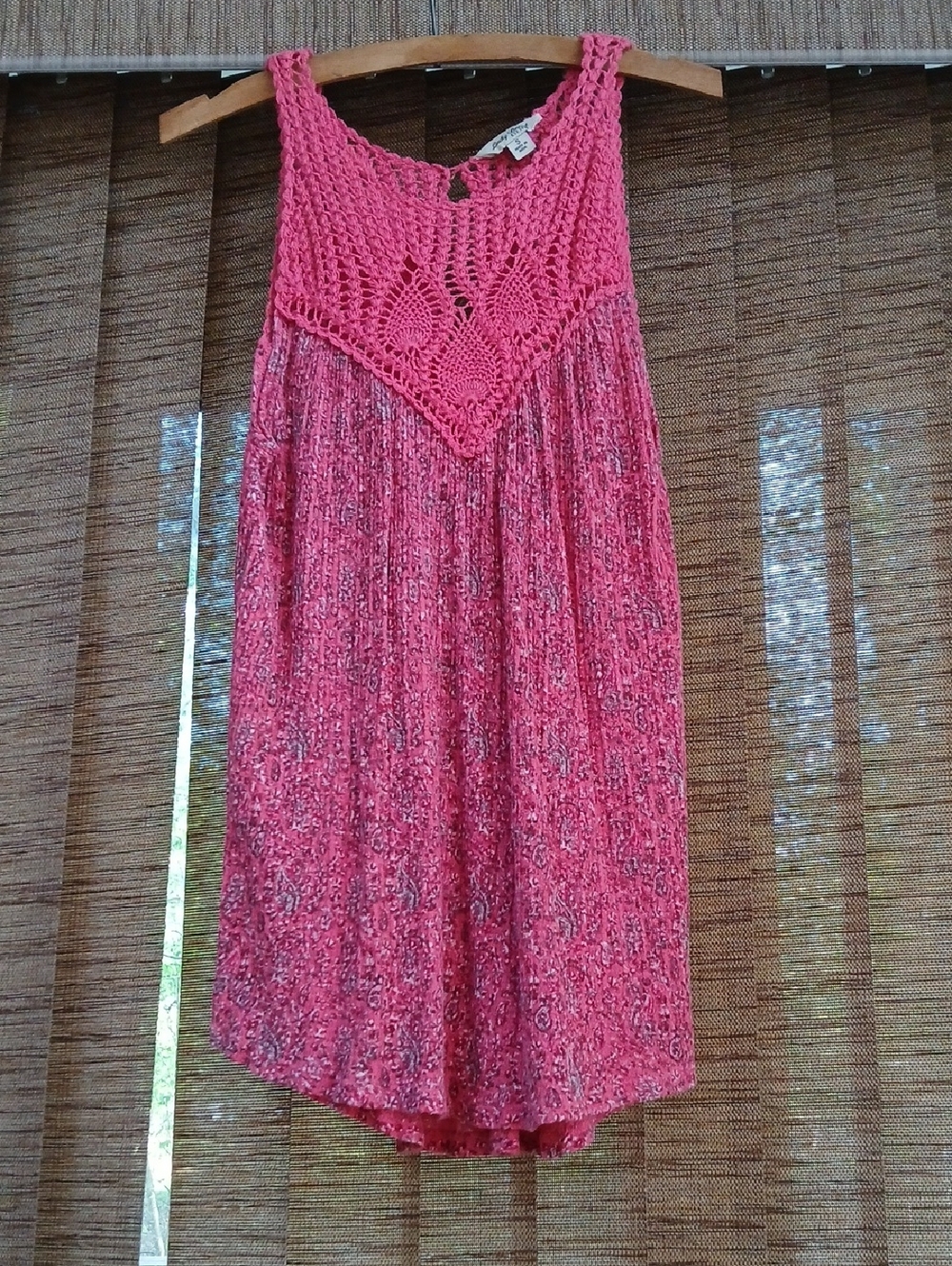 Lucky Brand crocheted Knit Top In Pink